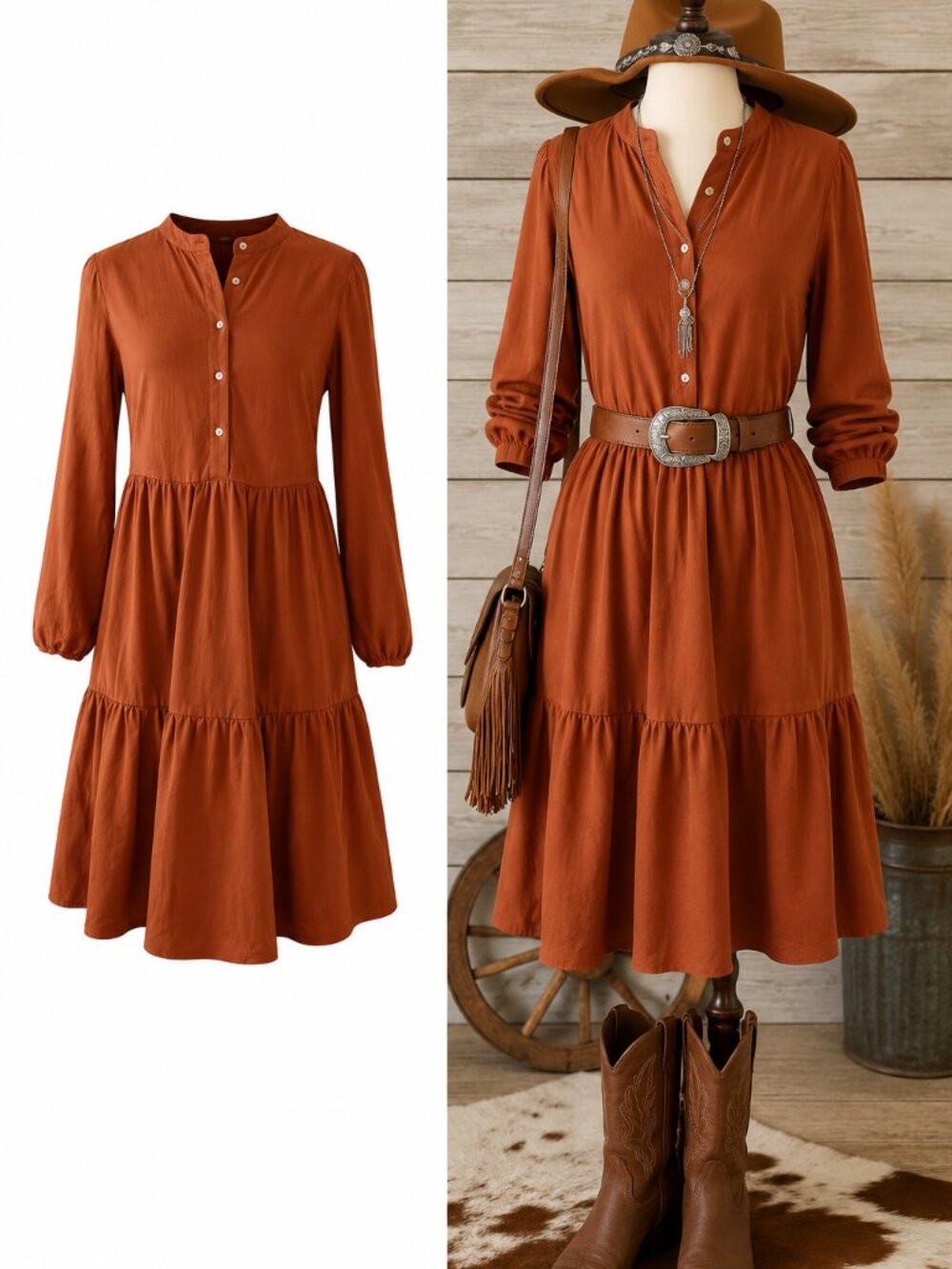 🤎 NWT GAP Terracotta Long Sleeve Dress | Size XS